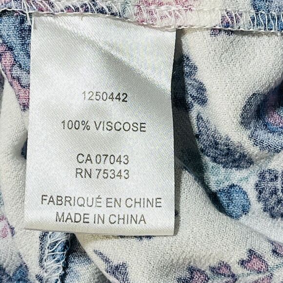 Joie Medium Crop Top Boho Floral Balloon Sleeves Keyhole Neck Elastic Waist Blue - Picture 8 of 8